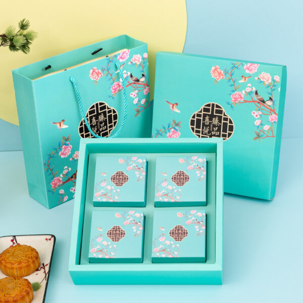 4holes 100g Premium Mooncake Box Sets-Green