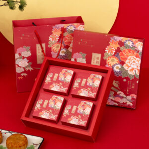 4holes 100g Premium Mooncake Box Sets-Red