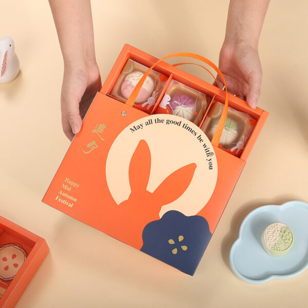 6-Hole Orange Bunny Mooncake Handle Box (5 Sets) - Image 4