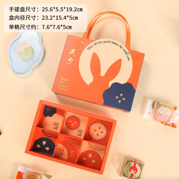 6-Hole Orange Bunny Mooncake Handle Box (5 Sets) - Image 2